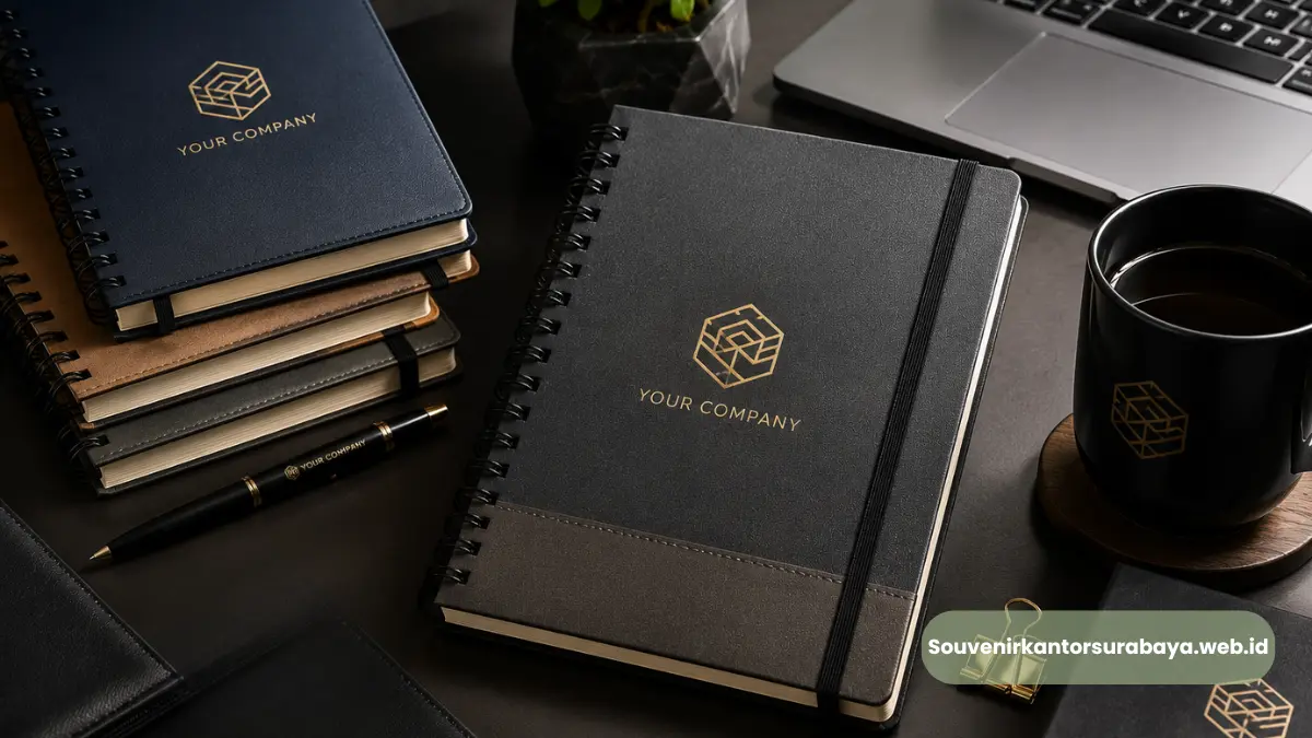 Custom Logo pada Block Note Spiral Hard Cover Perusahaan Surabaya